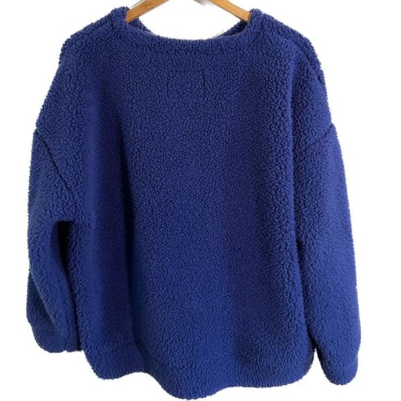 Muk Luks Chunky Blue Crew Neck Pullover Sweatshirt - Picture 9 of 11